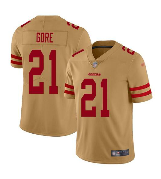 Men's San Francisco 49ers #21 Frank Gore Golden Stitched Jersey